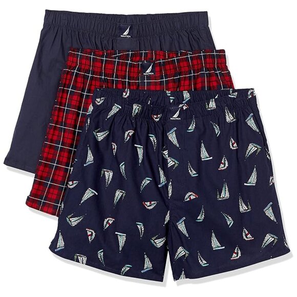 Nautica Men's Cotton Woven 3 Pack Boxer - Picture 1 of 1